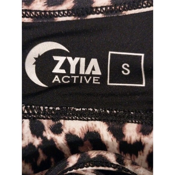 Zyia Active Sports Bra Sz S Strappy Stretch Leopard Animal Print Mesh Racerback - Picture 7 of 7